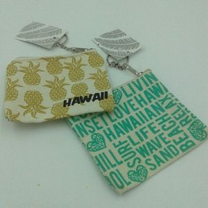 2 Hawaii Themed Zipper Coin Pouch Key Chain